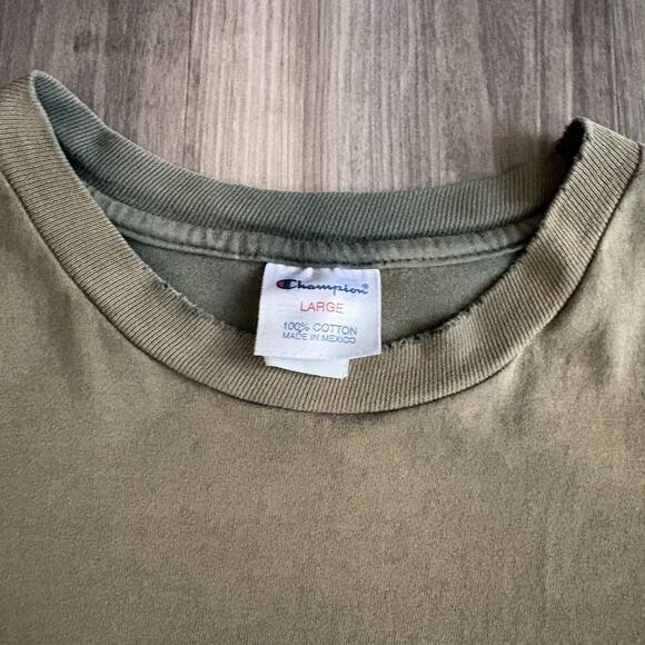 Vintage Sun Faded Gradient Champion T-Shirt Men's Size L Green WIP 1990s - Picture 3 of 7